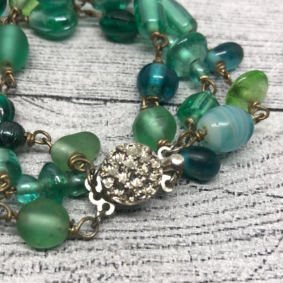 Vintage green art glass statement bracelet free extra - Picture 2 of 6